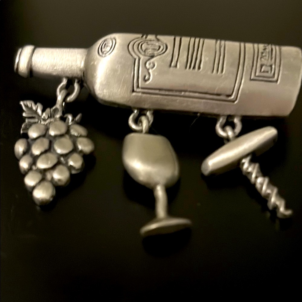 J.J  Wine Bottle Brooch with Charms